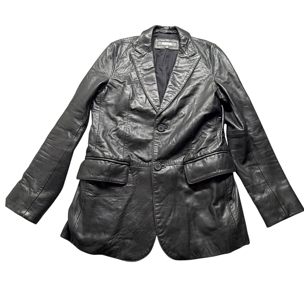Kenneth Cole Reaction Leather Blazer Jacket Mens M Black 2-Button Sport Coat
